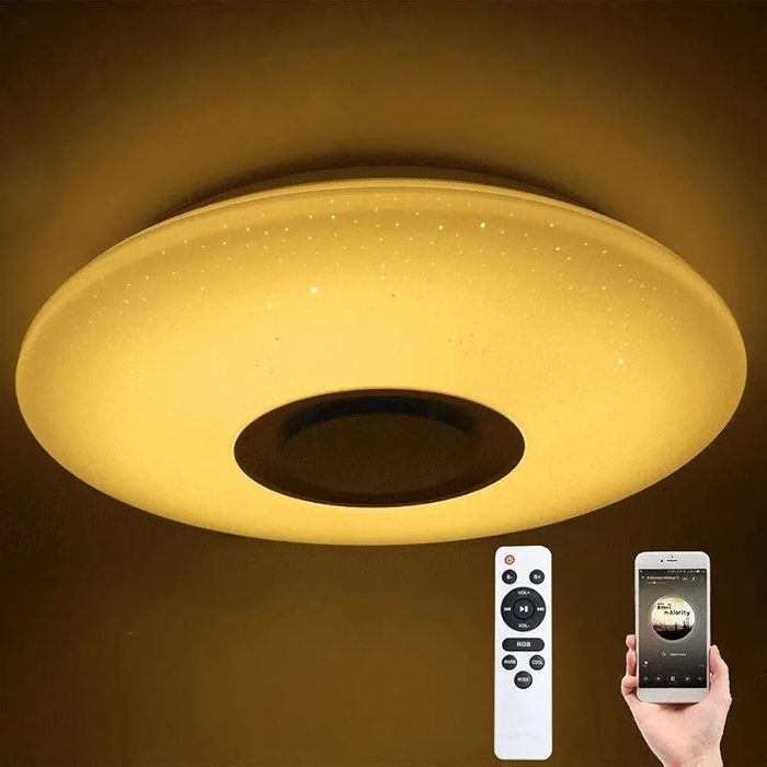 60W RGB плафон Ф36 см музикална Led лампа с високоговорител Димируема