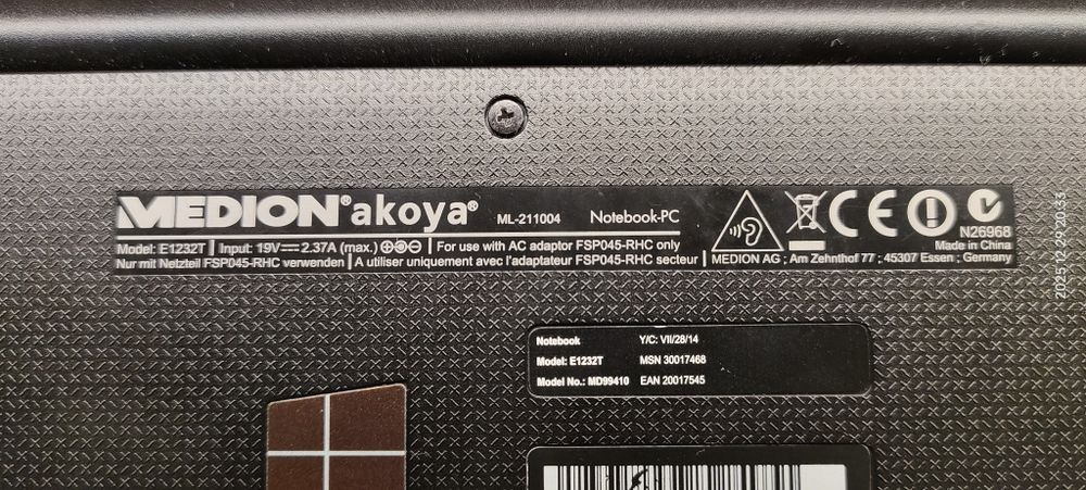 Laptop notebook Medion Akoya e1232t, 500gb, 4 gb ram, intel