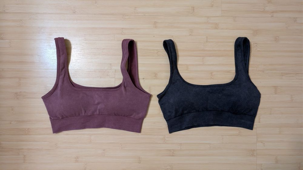 (2 pack) GymBeam Seamless Sports Bras (Set of 2) – Plum & Coal