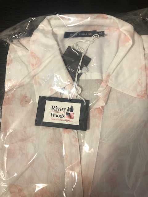 Camasa dama River Woods alb cu imprimeu roz prafuit NOUA marime 42