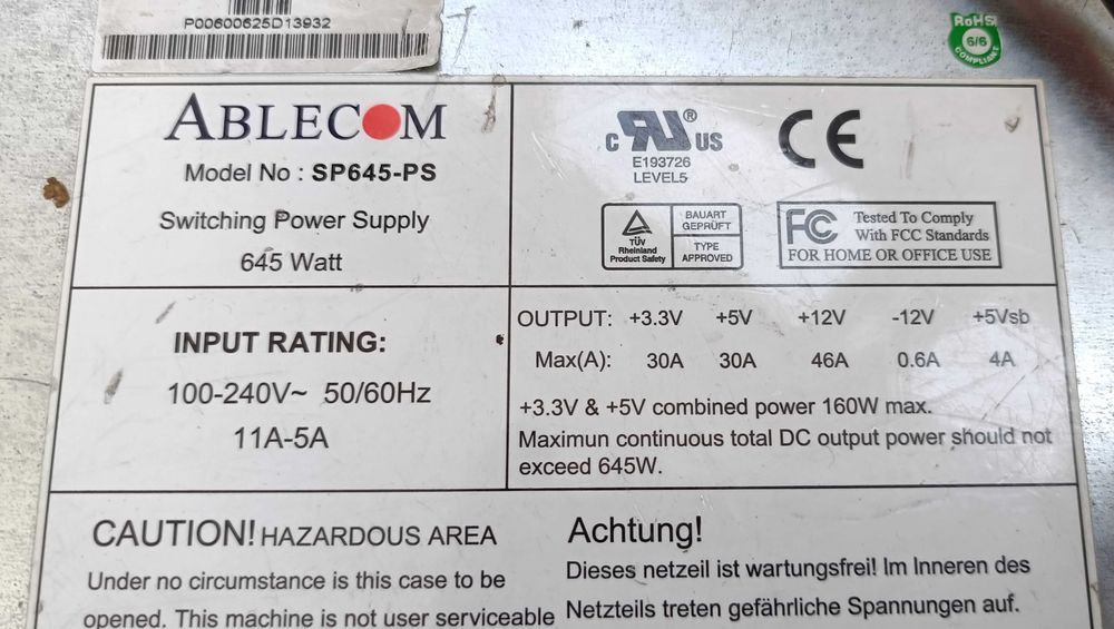 Sursa server Ablecom SP645-PS - 645w ATX