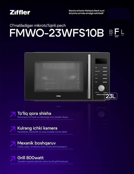 Ziffler mikravalnofka dastavkasi ichida garantiya 1 yil