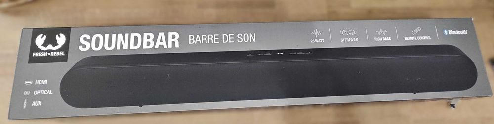 Саундбар Fresh 'n Rebel е стерео 2.0 система с мощност 28 W