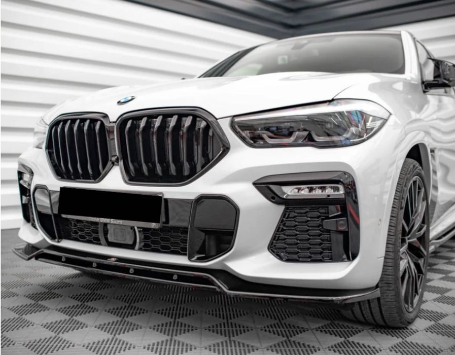 Преден Лип Спойлер BMW БМВ X6 G06 (2019-2023) Maxton – Черен Гланц НА СКЛАД!