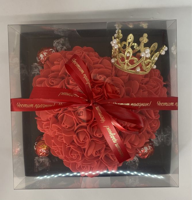 Сърце от рози в кутия