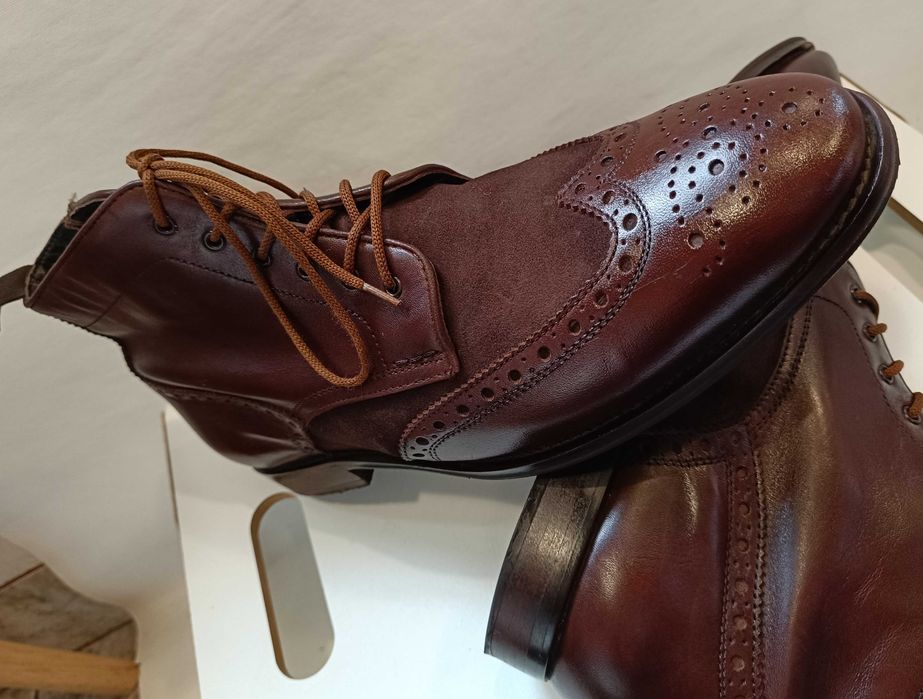 Ghete lace up 43 premium brogue Pat Calvin piele naturala moale