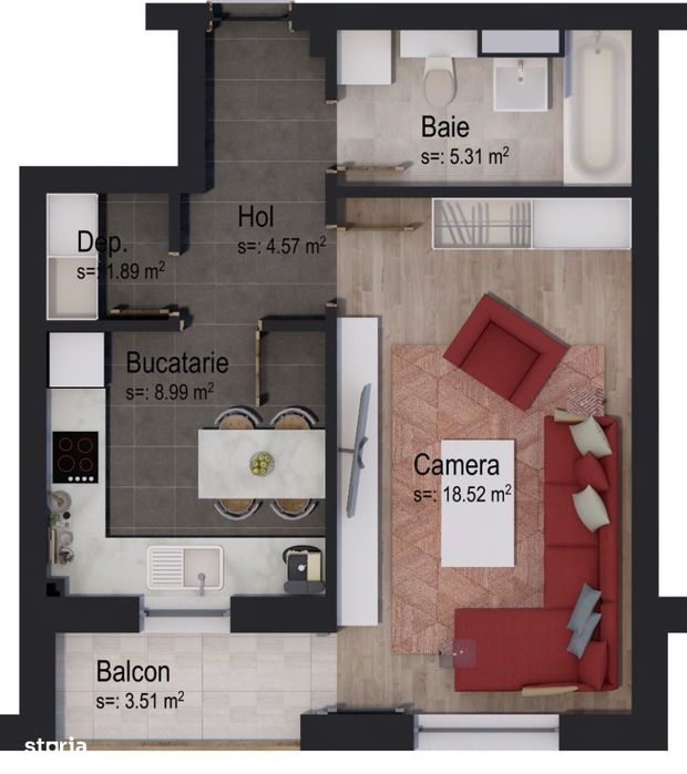 Garsonieră în clădire cu 4 etaje -N. Labiș, Nr.86A