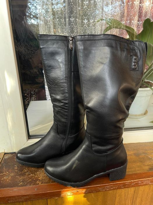 Зимние сапоги кожаные