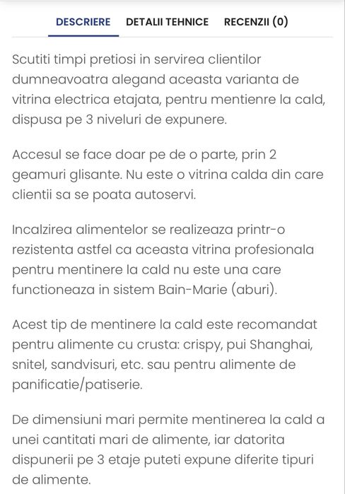 Vitrina calda electrica 3 niveluri