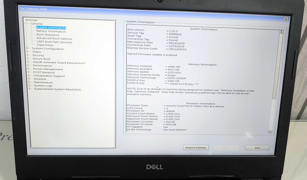 Laptop core i3 7th - Dell Inspiron 14 3000 - functional perfect