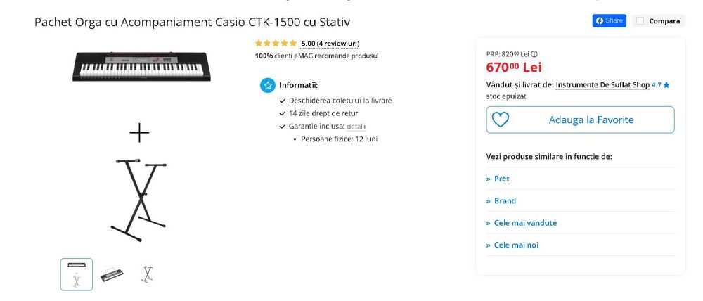 Orga Incepatori Casio CTK-1500