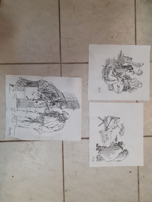 Стари рисунки подписани Илия Бешков,карикатура,стара картина,рисунка