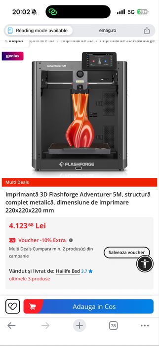 FLASHFORGE Adventurer 5M 3D printer Sigilat