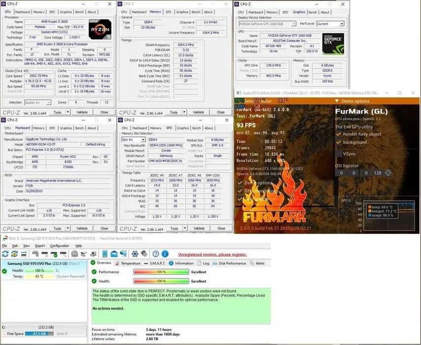 PC Gaming RTX 5060-noua , Ryzen 5 3600, 32GB Ram, SSD 970 evo+ , Lenovo 24" 144hz