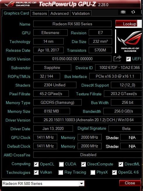 Sapphire nitro rx 580 8gb