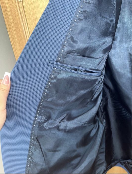 Sacou Bărbați Albastru 50 Slim Fit Nou