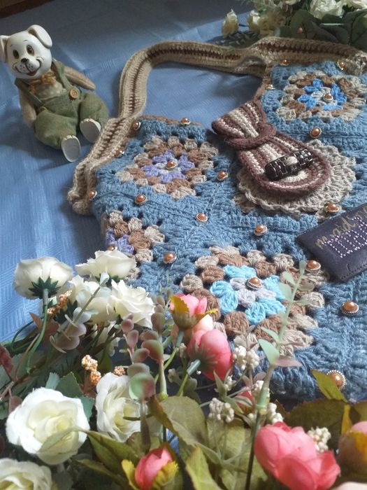 Вязанная сумка шопер.