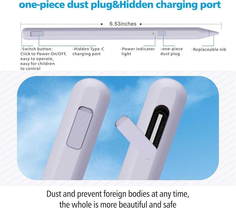 Milikilo AX10S-US Stylus Pen за iPad – светлолилав активен стилус