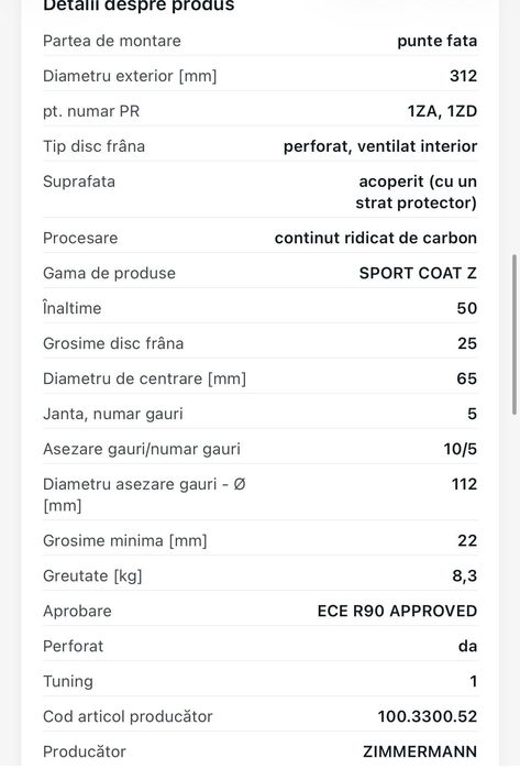 ZIMMERMANN 300mm  Grupul VAG Discuri de frâna punte spate.