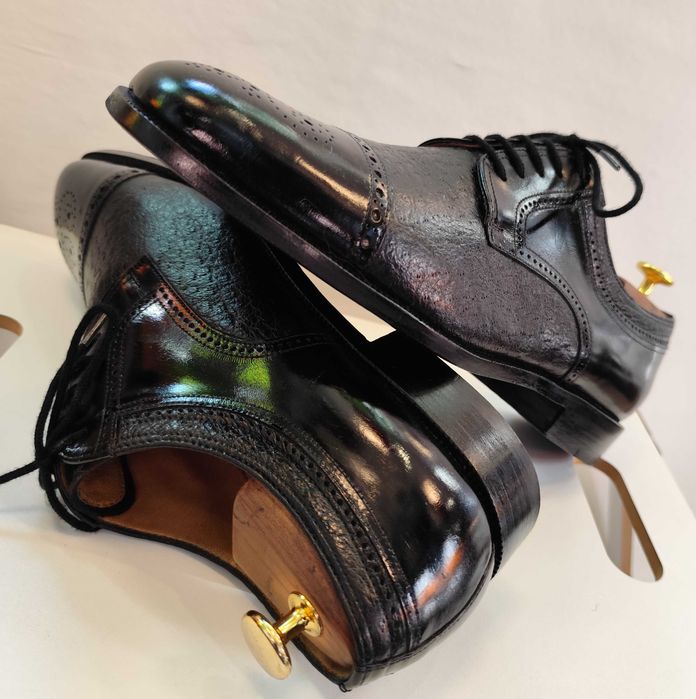 Pantofi de lux 44 44.5 lucrati manual MORESCHI NOI piele naturala moal