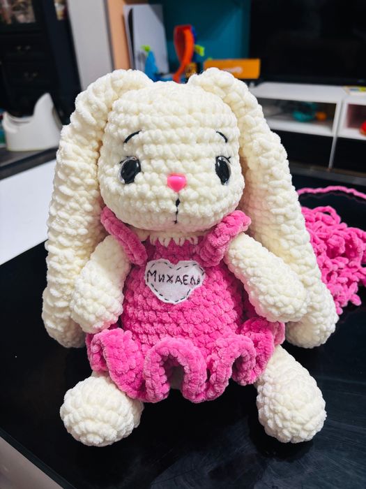 Ръчно изработено плюшено зайче с възможност за персонализация