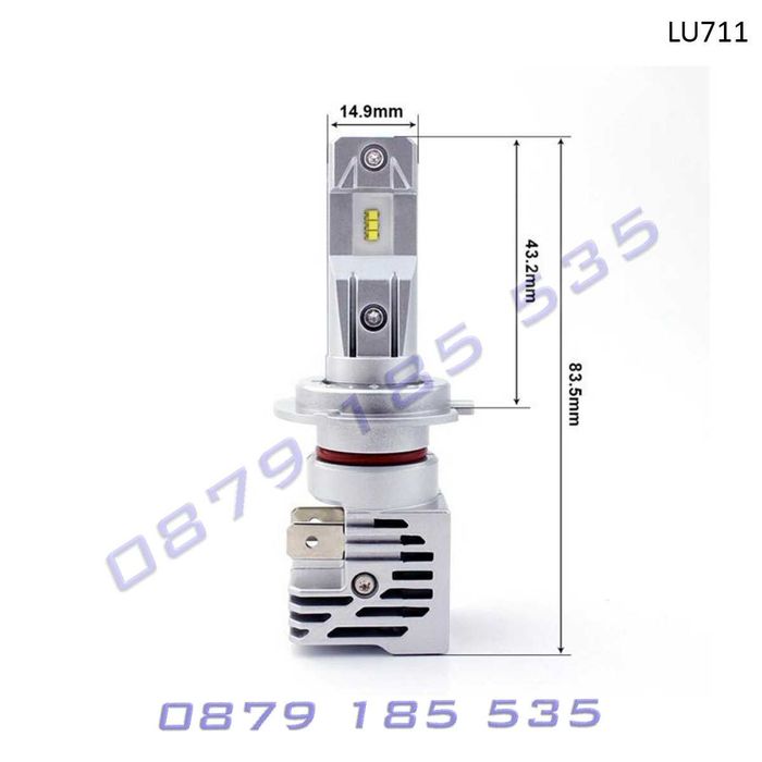 Компактни LED крушки H7 6000K без вентилатор лед светлини фар кола