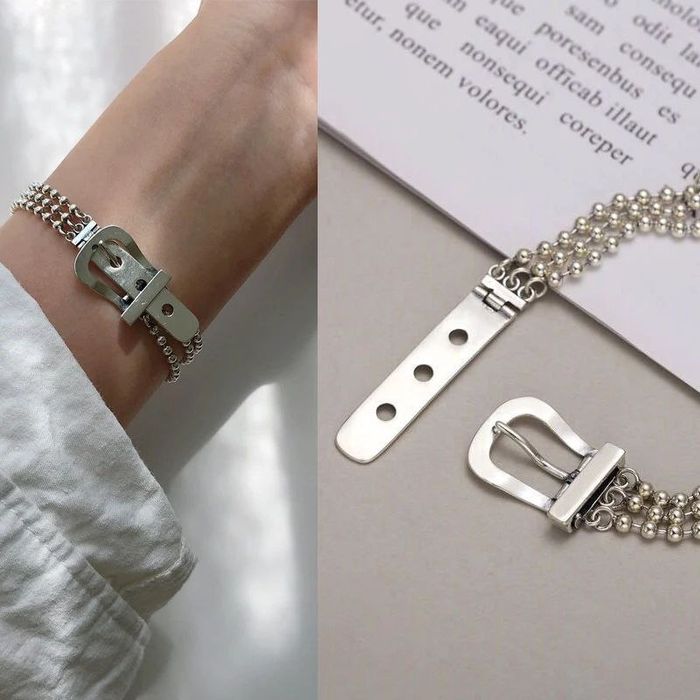 Браслет ремень серебро