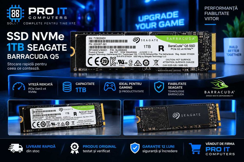 SSD 1TB Nvme Seagate, Nou, Garantie 1 an