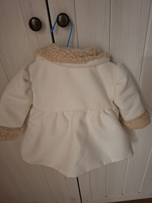 Palton tradițional bebe botez Andreeatex stofa cu blăniță 2 - 4 luni