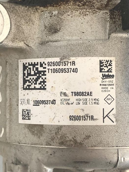 Compresor Ac Dacia Duster 2021 Euro6 - > 1.5 Dci 115 4X4 K9Ku8 Oem T1060953740 / 926001571R