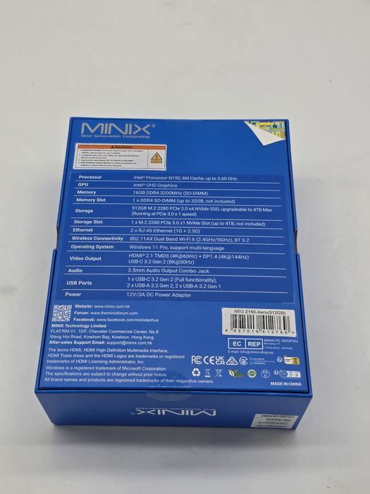 Mini PC MINIX Z150-Aero, Intel N150 (N100 modernizat), 16GB DDR4, SSD