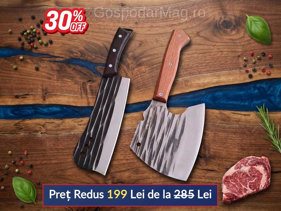 Set Două Piese - Satâr Oase Măcelărie 1000g|500g - Oțel Forjat