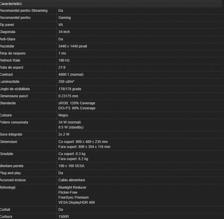 Monitor LED GIGABYTE Gaming