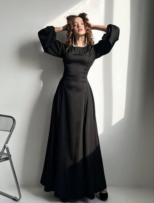 вечернее черное платье в пол