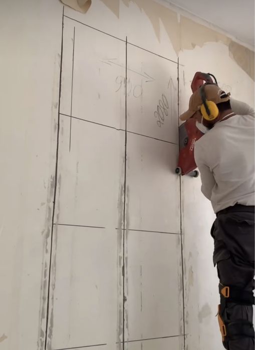 Резка бетона с пылесосом