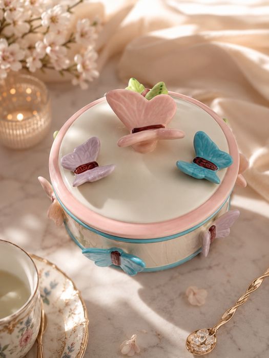 Конфетница с бабочками 15см