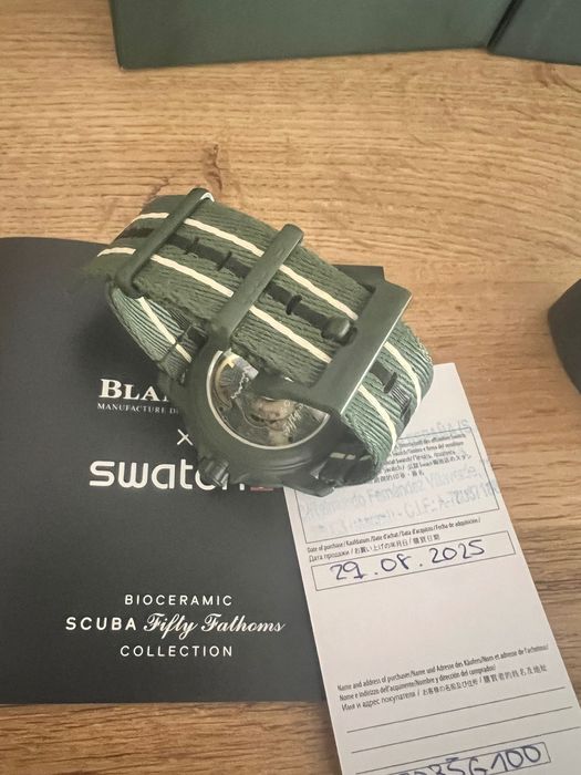 Часовник Swatch x blancpain scuba green limited