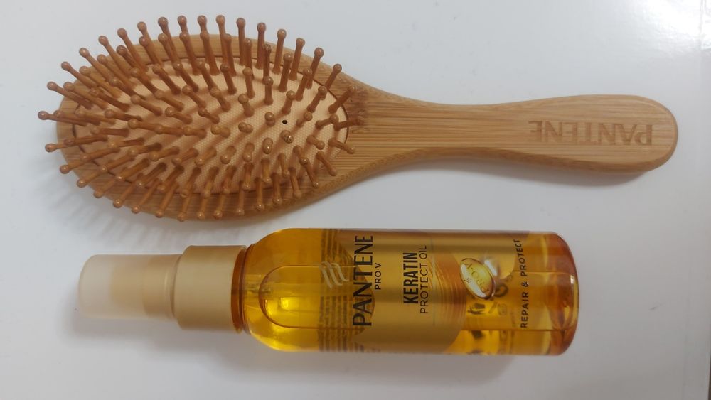 Ново масло за коса Pantene Keratin Protect+подарък дървена четка на Pa