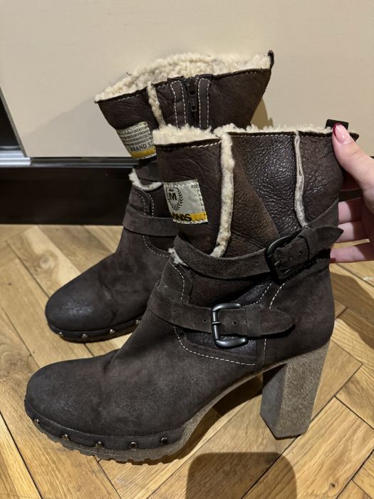 Кафяви боти на ток естествена кожа