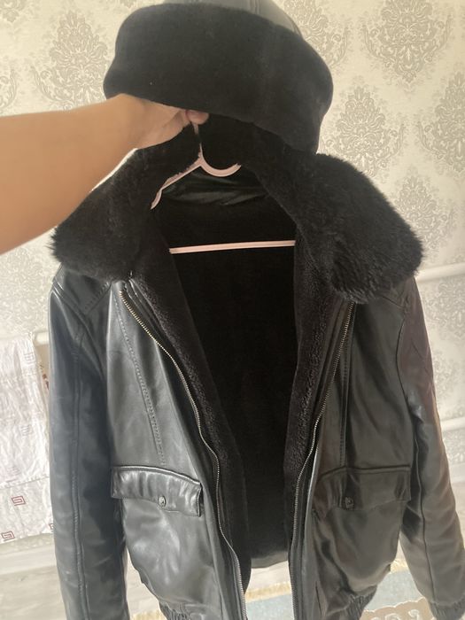 Кожанный куртка с мехом