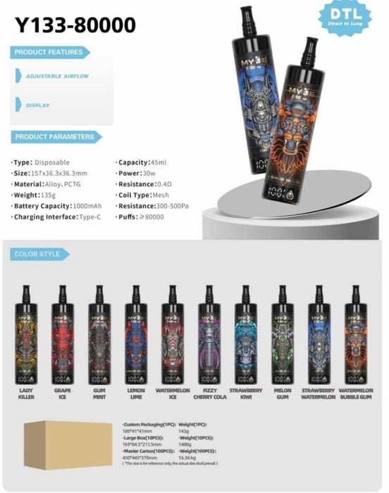 2x Vape Myde 80.000 puffs- Mini Narghilea