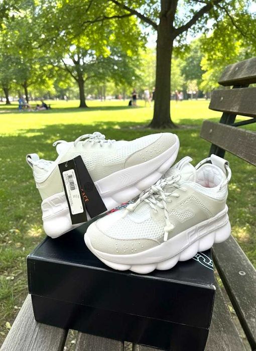 Versace Chain Reaction Alb - Adidasi Premium Piele - Full Box