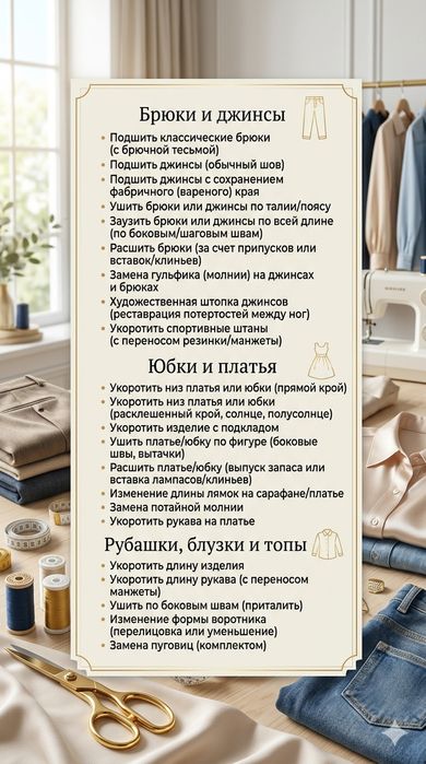 Швея ателье швейные услуги ремонт одежды