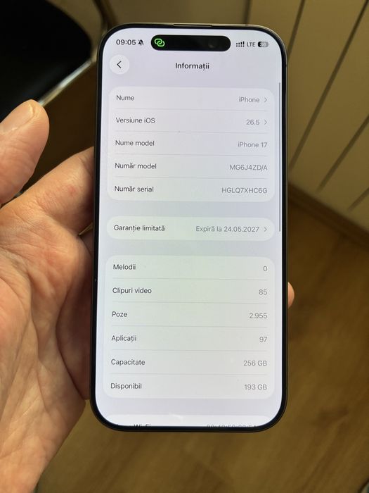 Apple iphone 17 nou, activat azi 24.05.