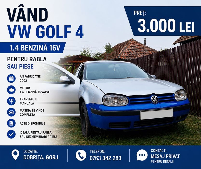 Volkswagen Golf 4 1.4 Benzină 16V 2002 – Rabla / Piese