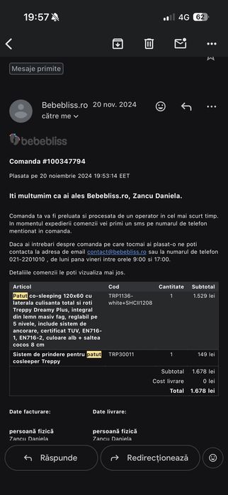 Vand pat pentru bebe