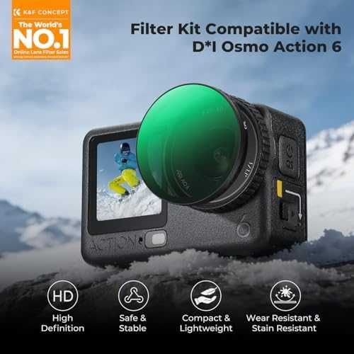 Нови DJI Osmo Action 6 филтри комплект 6 в 1 K&F CPL ND Black Mist 1/4