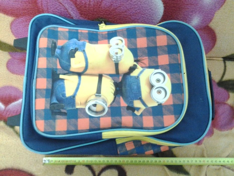 Minions 45 cm Troler Rucsac, Ghiozdan, Geanta scoala elevi 7 - 10 ani