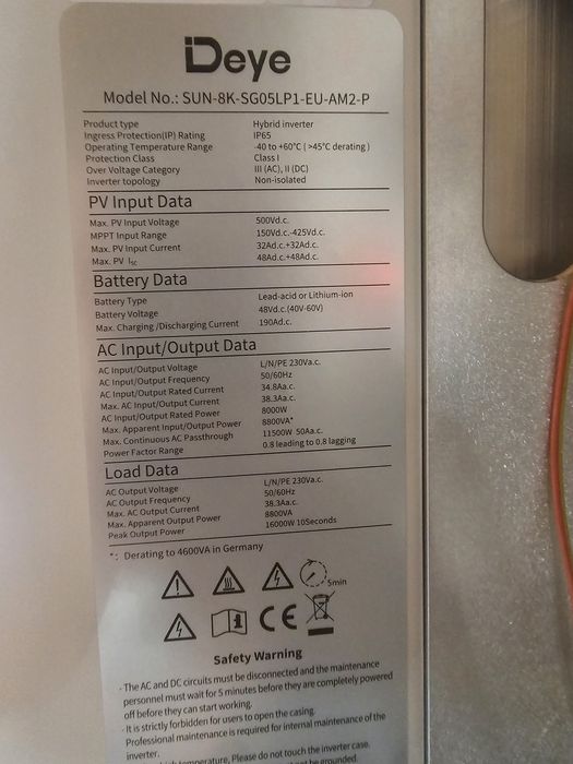 Invertor deye sun-8k-sg05lp1-eu-am2-p  monofazic 8kw low voltage