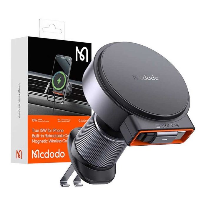 MCDODO CH-3000 Кабел без държач за кола - зарядно устройство с прибиращ се USB-C кабел 15W черен